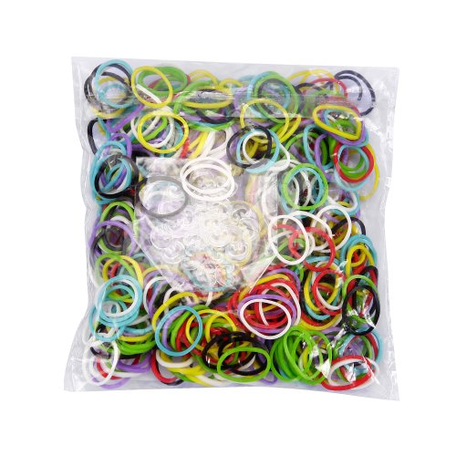 Multicolor latex-free Rubber Band Bracelet Refills - Compatible with Brand Kit - 600 Bands + 24 C-Clips - Easily Add Colors to Your Set - Large Bag for Convenient Storage