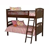 Twin Size Convertible Bunk Bed in Walnut Finish