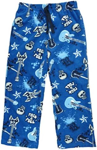 Jelli Fish Kids Boys Blue Rock & Roll Fleece Sleep Pants Pajama Bottoms XS
