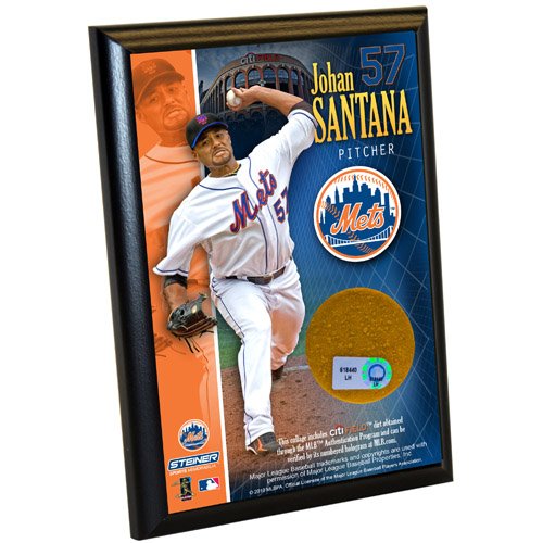 MLB New York Mets Johan Santana 4-by-6-Inch Dirt Plaque
