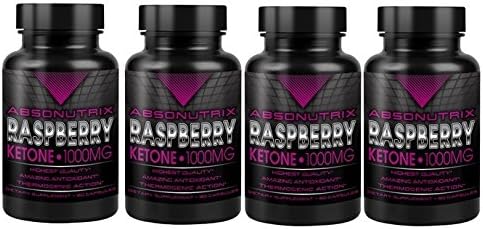 4 bottles-Absonutrix Raspberry Ketone 1000mg - Ultra Pure - Very High Quality - 60 Capsules Fat Loss Through Lipolysis Fat Burner
