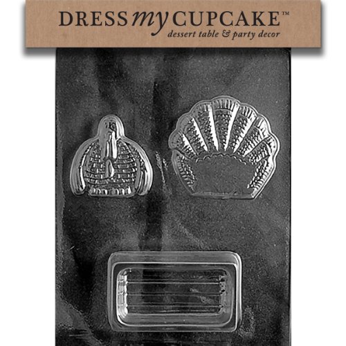 Dress My Cupcake DMCT040 Chocolate Candy Mold, Open Turkey Pour Box, Thanksgiving
