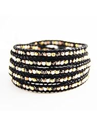 Chan Luu Mixed Metal Nugget Wrap on Black Leather