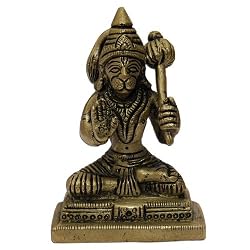 Lord Hanuman Collectible Figurines Brass Statues 1.75 x 1.5 x 2.75 inches