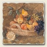 Tumbled tile trivet ~ Bountiful Fruit ~ 7.5 inch square ~ code 254