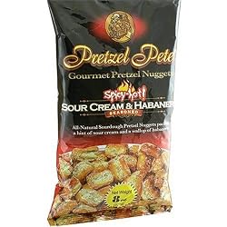 Pretzel Pete Gourmet Pretzel Nuggets, Spicy Hot Sour Cream & Habanero, 8-Ounce Bags (Pack of 12)