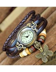 R.M. Fashion Lady Weave Leather wrap around Bracelet Watch,M41 - Brown