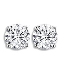 IGI Certified 0.97 Carat (ctw) 14K White Gold Round Cut White Diamond Ladies Stud Earrings 1 CT