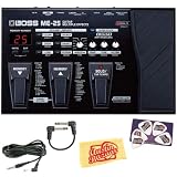 Boss ME-25 Guitar Multiple Effects Pedal Bundle with 10-Foot Instrument Cable, Patch Cable, Pick Card, and Polishing Cloth