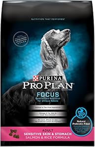 Purina Pro Plan Dry Dog Food, Focus, Adult Sensitive Skin & Stomach Salmon & Rice Formula, 16-Pound Bag, Pack of 1