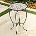 Mother of Pearl Mosaic Black Iron Outdoor Accent Table