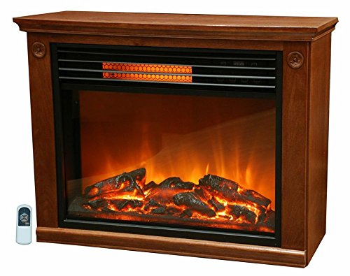 Lifesmart Large Room Infrared Quartz Fireplace in Burnished Oak Finish w/Remote