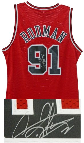 Dennis Rodman Autographed/Hand Signed Bulls Red Adidas Swingman Jersey