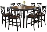 Hillsdale Englewood Rectangle Counter Height 9-Piece Dining Set, Rubbed Black with Brown Cherry Finish, Set Includes 1-Table and 8 Stools