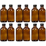 Amber Glass Bottle 4oz w/Lid (12 Pcs)
