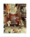 Road Block by Norman Rockwell. Size 13.68 inches width by 15.95 inches height. High Quality Art Poster Print