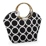 Mud Pie Black Ring Around Bamboo Tote Bag