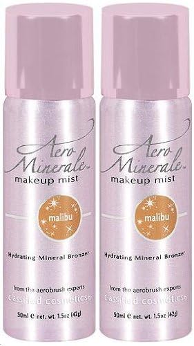 AERO MINERALE Makeup Mist Hydrating Mineral Bronzer MALIBU (PACK OF 2) (CANS HAVE SMALL DENTS)