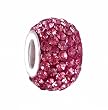Pandora Style Charm Bead (Z418) Pave Crystal Style (14mm x 9mm) (fits Pandora, Biagi, Chamilia & Troll too) ~ Rose Pink Crystal