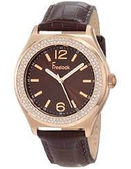 Freelook Womens HA1213RG-2 Rg Case Sunray Brown Dial Swarovski Bezel Watch