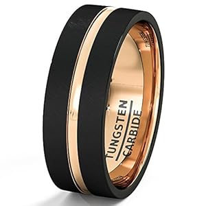 Mens Wedding Band Black Tungsten Ring 8mm