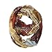 Bowbear Square Pattern Lightweight Infinity Scarf, Brown