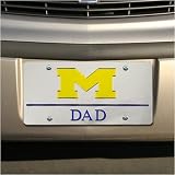 Michigan Wolverines Silver Mirror Dad Car License Plate