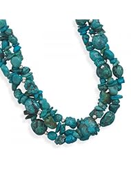 MMA Silver - 17 inch + 2 inch Multistrand Turquoise Necklace