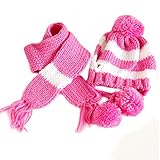 Silvercell Puppy Pet Dog Scarf Pom-pom Cap Collar Clothes Costume Knitted Hat Pink XXXS