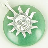 Positive Energy Happy Sun Money Amulet Aventurine Silver Pendant