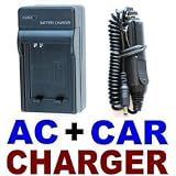 AC Wall Charger + In-Car Charger Adapter For Samsung SLB-10A/SLB-11A Batteries