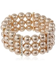 Simulated Pearl and Clear Crystal Triple Row Jewelry
