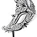 Signstek Glossy Metal Filigree Phantom Half Eye Mask for Venetian Masquerade (Black/Clear Stones)