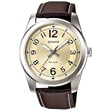 Casio Men's MTP1315L-9BV Leather Quartz Watch with Gold Dial