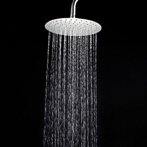 SharkSPA 10 Inch Round Shape Stainless Steel Rain Fall Bathroom Shower Head - Hygienic 304-Grade Solid Stainless Steel Highly Resistant To Wear, Rust, And Corrosion - Ceramic Valve Core Material - Luxurious, Durable, Sleek, And Modern Design
