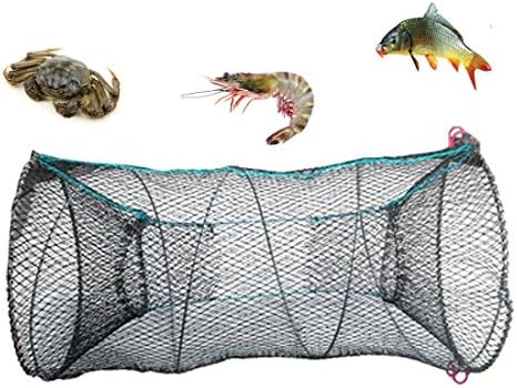Sinduc Fishing Shrimp Cage Fishing Bait Dip Net Cage Crab for Fish Crawdad Shrimp 25cm X 45cm Black