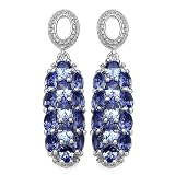 3.80 Carat Genuine Tanzanite Silver Earrings