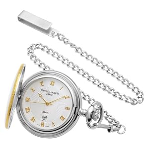 charles-hubert paris sterling silver two-tone pocket watch