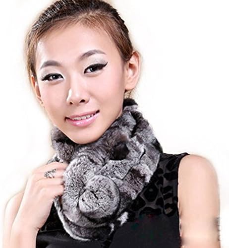 Rex Rabbit Fur Scarf Scarf Fur Three Tube Single Ball Scarf Fall and Winter Warm Scarf (chinchila)