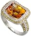 14k White Gold Ring 9/16 (14mm) wide, w/ 0.61 Carat Round Brilliant Diamonds, 1.10 Carats Quartz Stones & 3.72 Carats Citrine Stone
