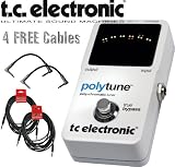 TC Electronic Polytune Guitar Tuner Pedal w/4 FREE Cables