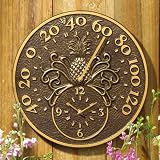 Whitehall Products 01793 Pineapple Thermometer Clock Combo