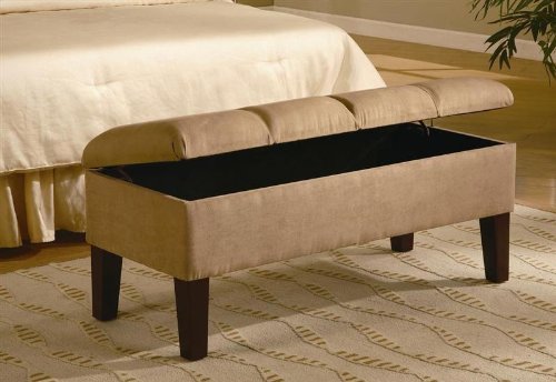 Soft Tan Microfiber Storage Bench