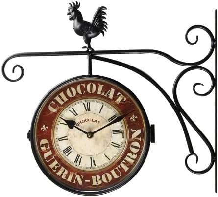 DecorField Old School Dual-Side Iron Wall Hanging Clock - Chocolate, Guerin-Boutron!