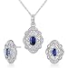 Jewelry : Guaranteed to bring you Compliments !!! 1.00 carat Oval Shape Created Blue Sapphire Pendant Earrings Set in Sterling Silver