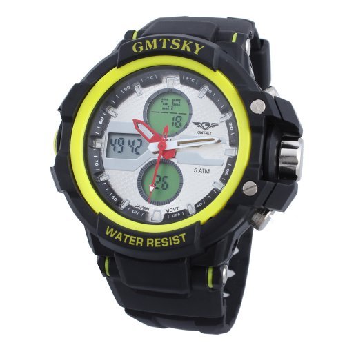 COHRO G M T Sky Shock GMT0209YLW Seiko Movement Dual Time Diver Men's Watch - GA110