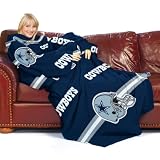 NFL Dallas Cowboys Adult Comfy Throw, Officially Licensed Blanket with Sleeves "Stripes" Design