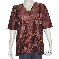 Kurtis Clothes from India Maroon Womens Summer Fashion Embroidery Size L