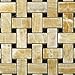 Honey Onyx Polished Basketweave Mosaic Tile w/ Black Dots - 6