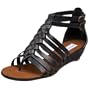 Steve Madden Women's Kasidy Wedge Sandal ,Black Leather,10 M US
